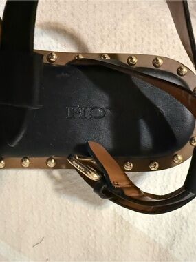 Coach Black and Gold Studded Leather Sandals